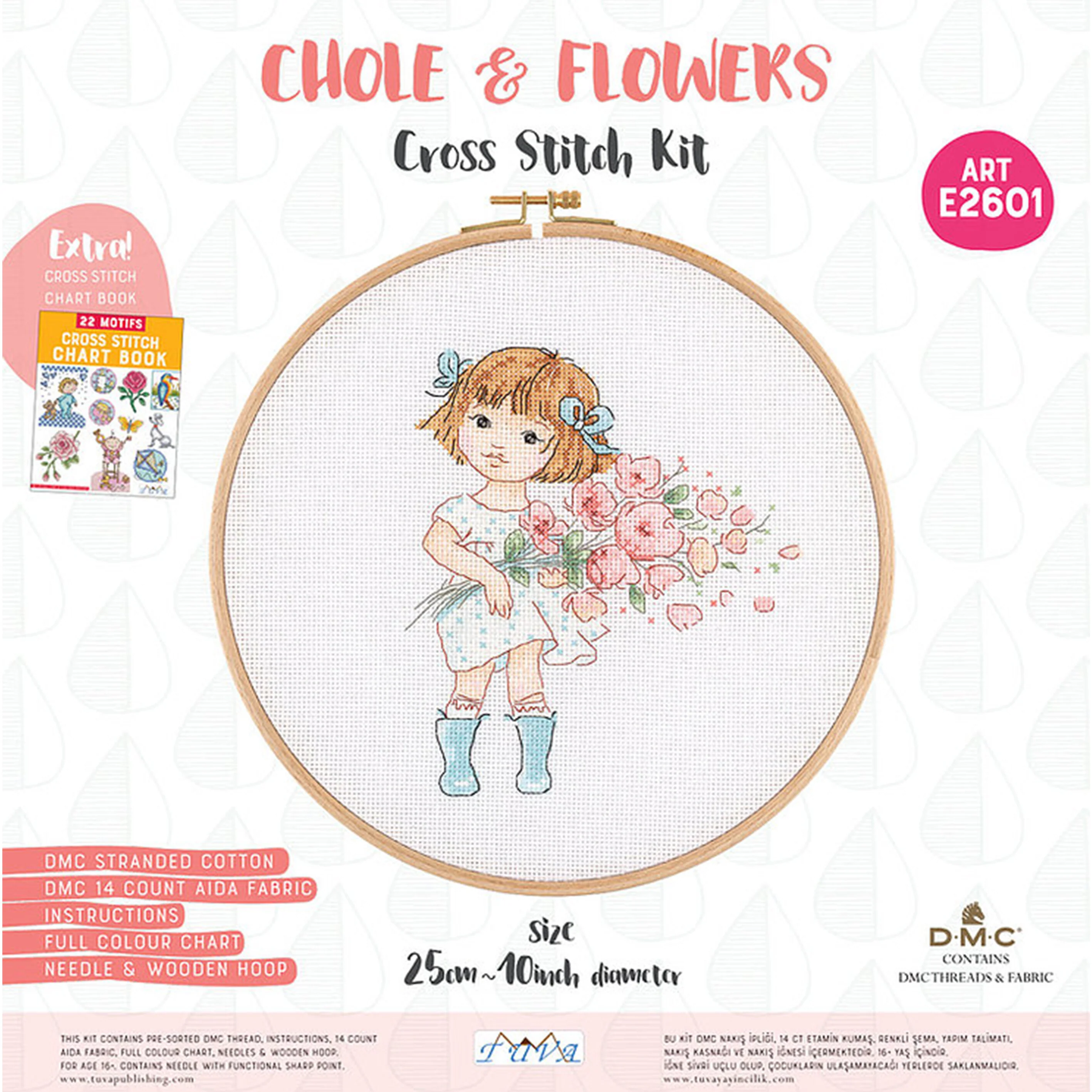 Tuva Cross Stitch Kit, Chole & Flowers - E2601