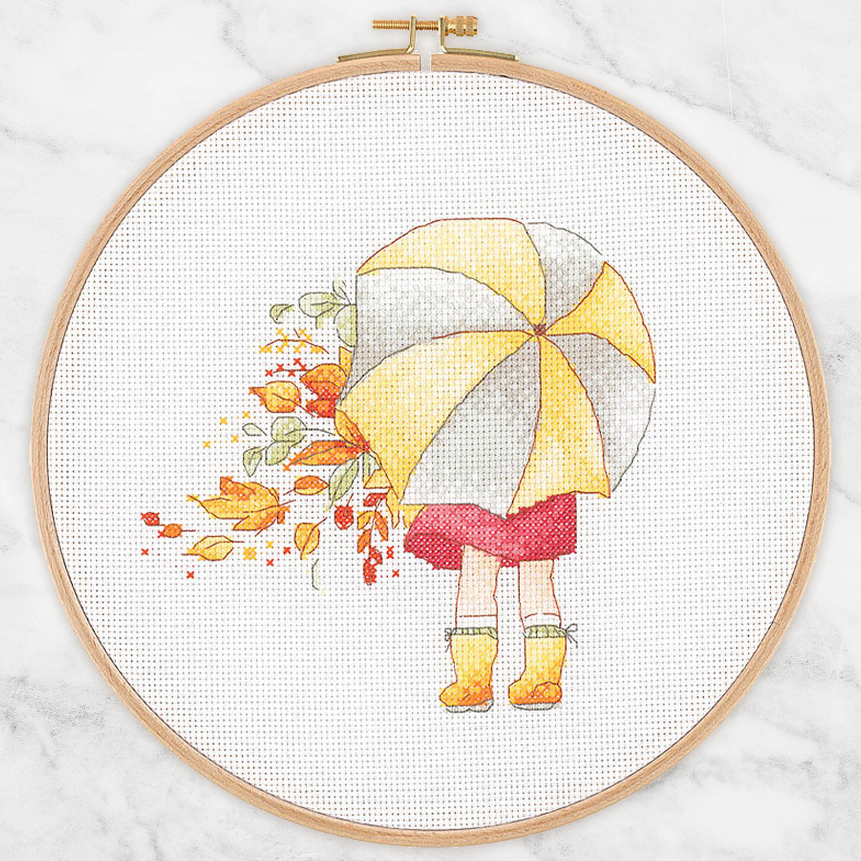Tuva Cross Stitch Kit, Girl with Umbrella - E2607 - Image 2