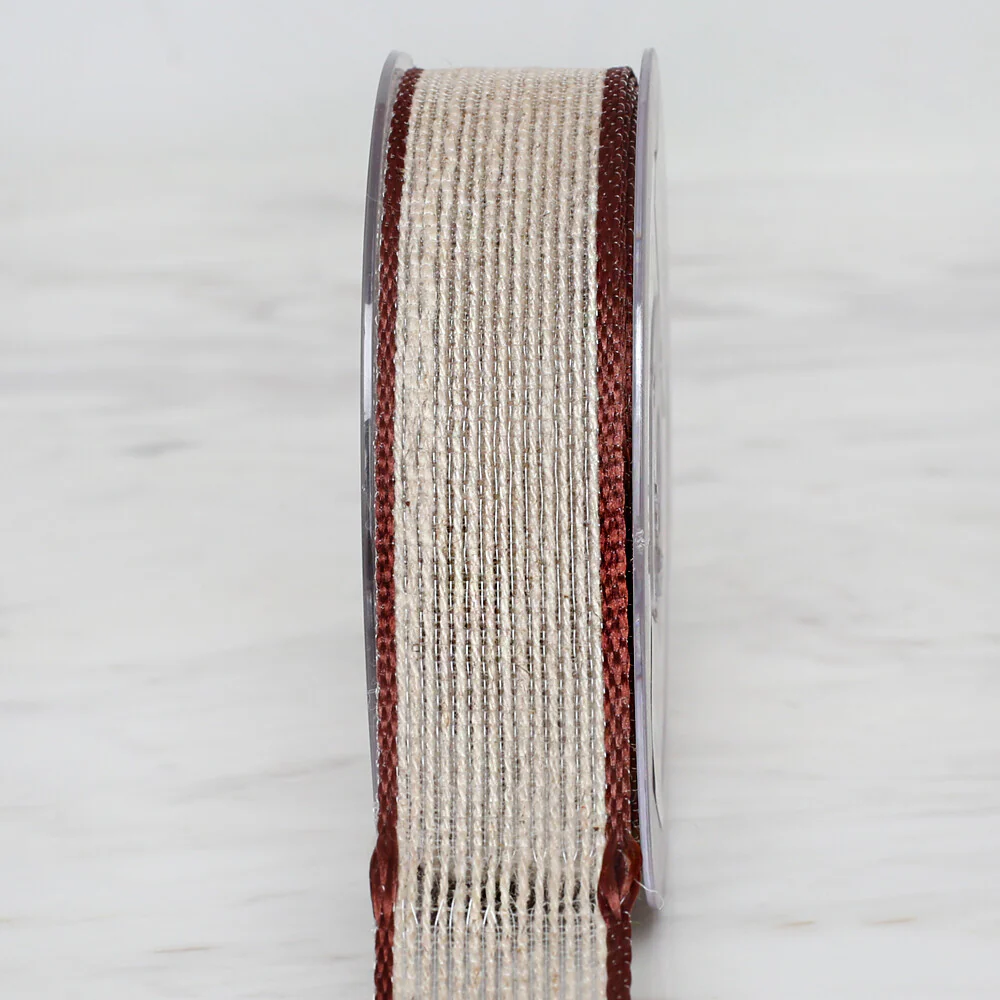 Ulutaş 2.5 cm 10 m Linen Ribbon, Brown - Image 4
