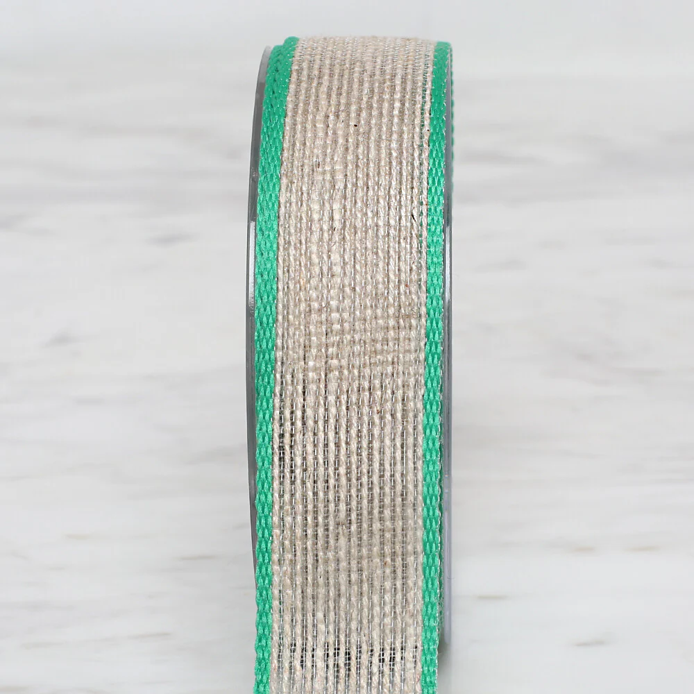 Ulutaş 2.5 cm 10 m Linen Ribbon, Green - Image 4