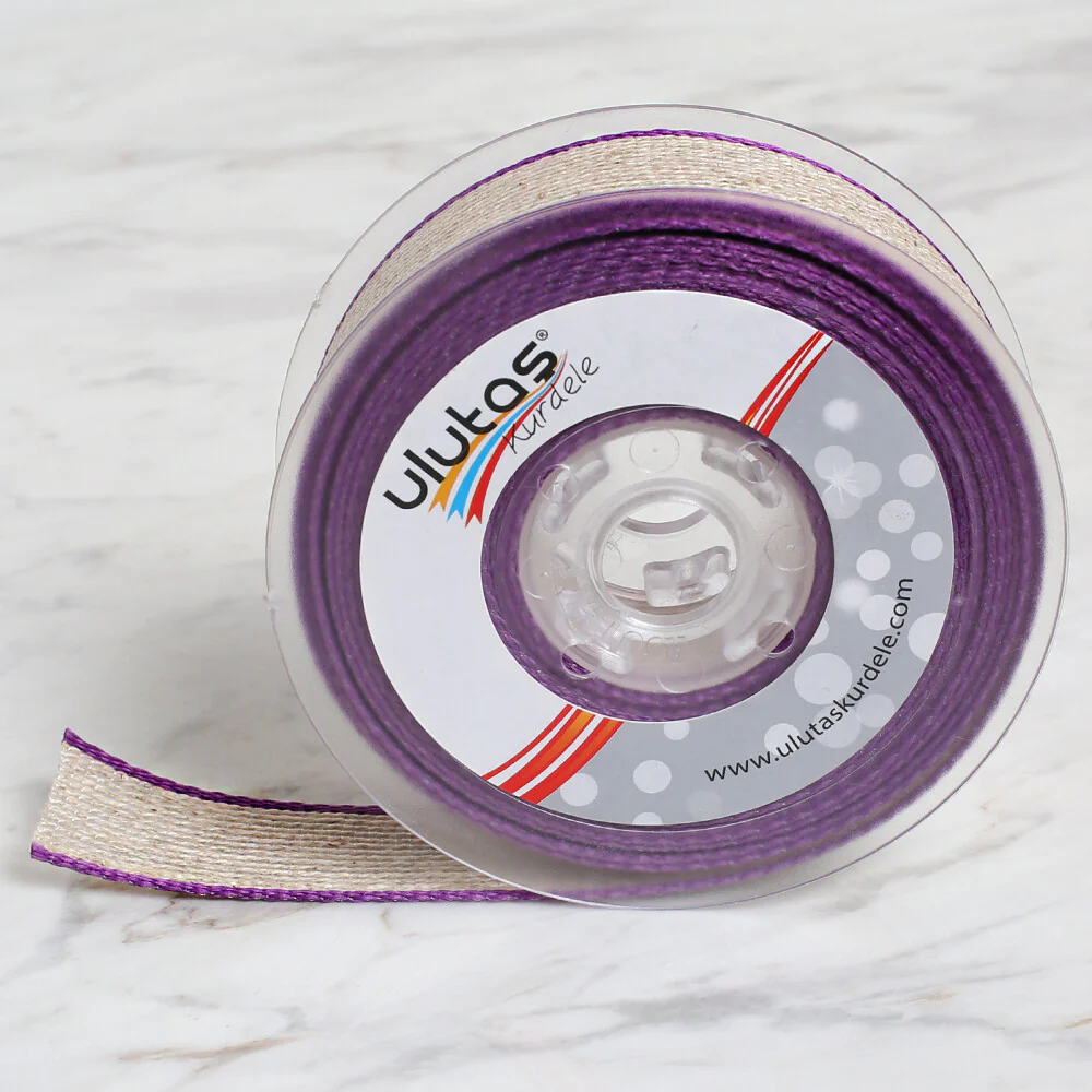 Ulutaş 2.5 cm 10 m Linen Ribbon, Lilac - Image 2