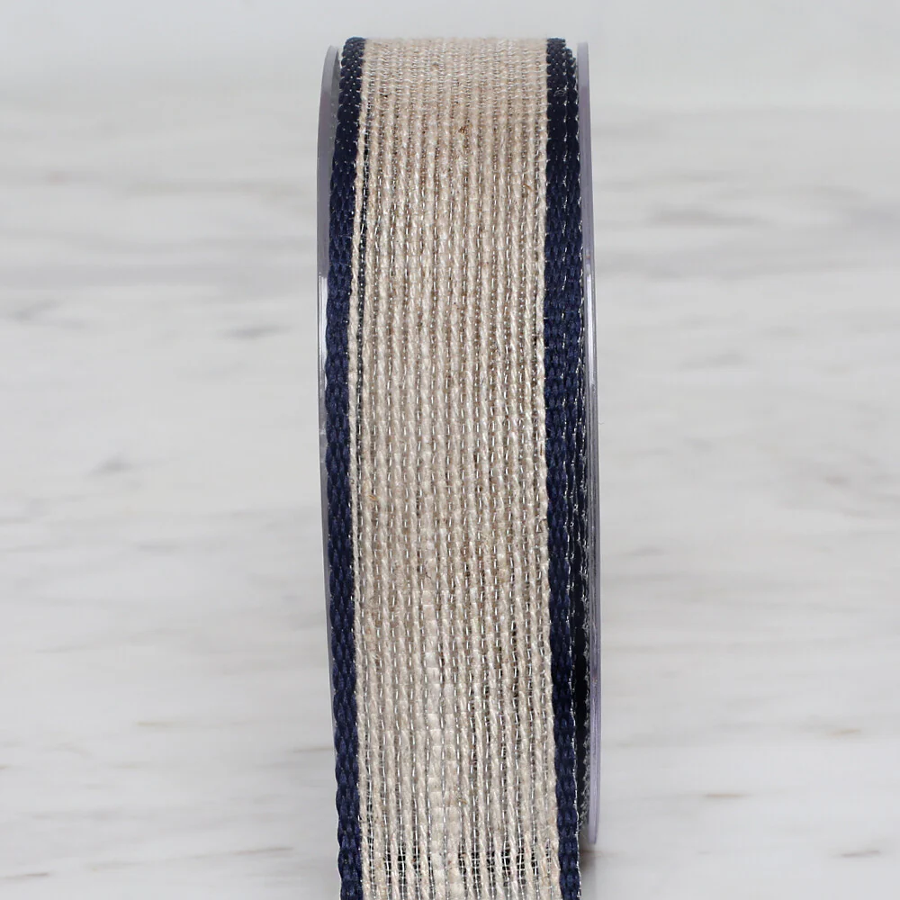 Ulutaş 2.5 cm 10 m Linen Ribbon, Navy Blue - Image 4