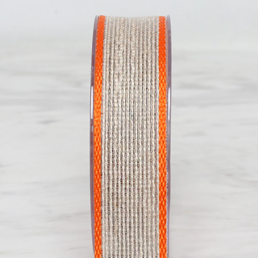 Ulutaş 2.5 cm 10 m Linen Ribbon, Orange - Image 4