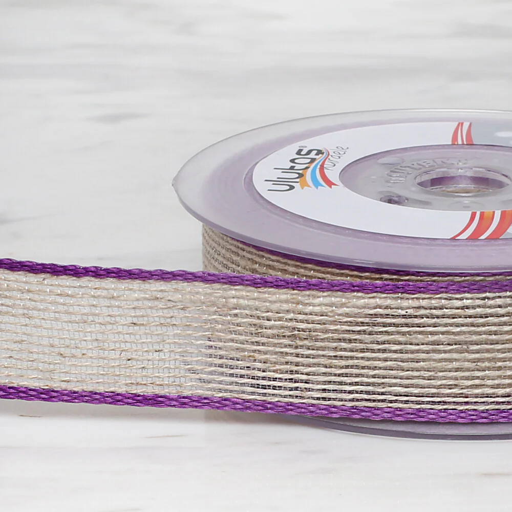 Ulutaş 2.5 cm 10 m Linen Ribbon, Purple - Image 3