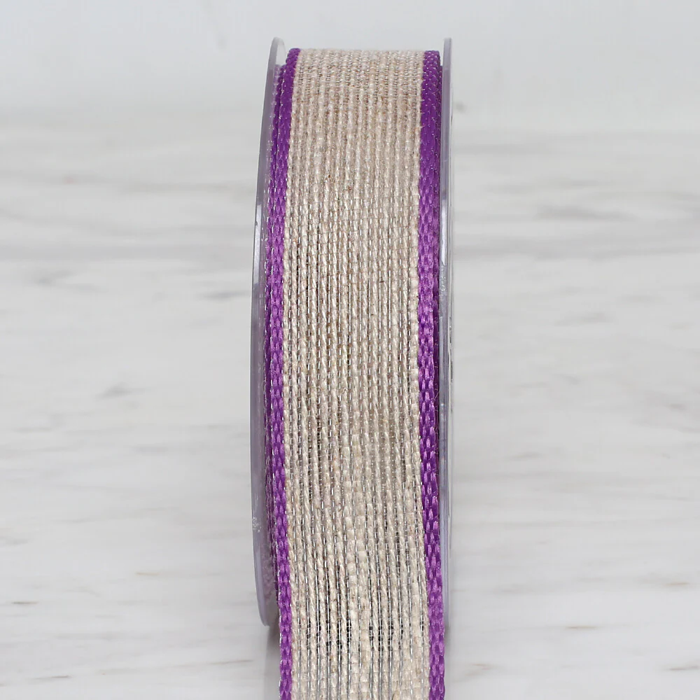 Ulutaş 2.5 cm 10 m Linen Ribbon, Purple - Image 4