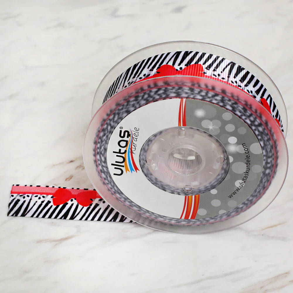 Ulutaş 2.5 cm 10 m Patterned Grosgrain Satin Ribbon - Image 2