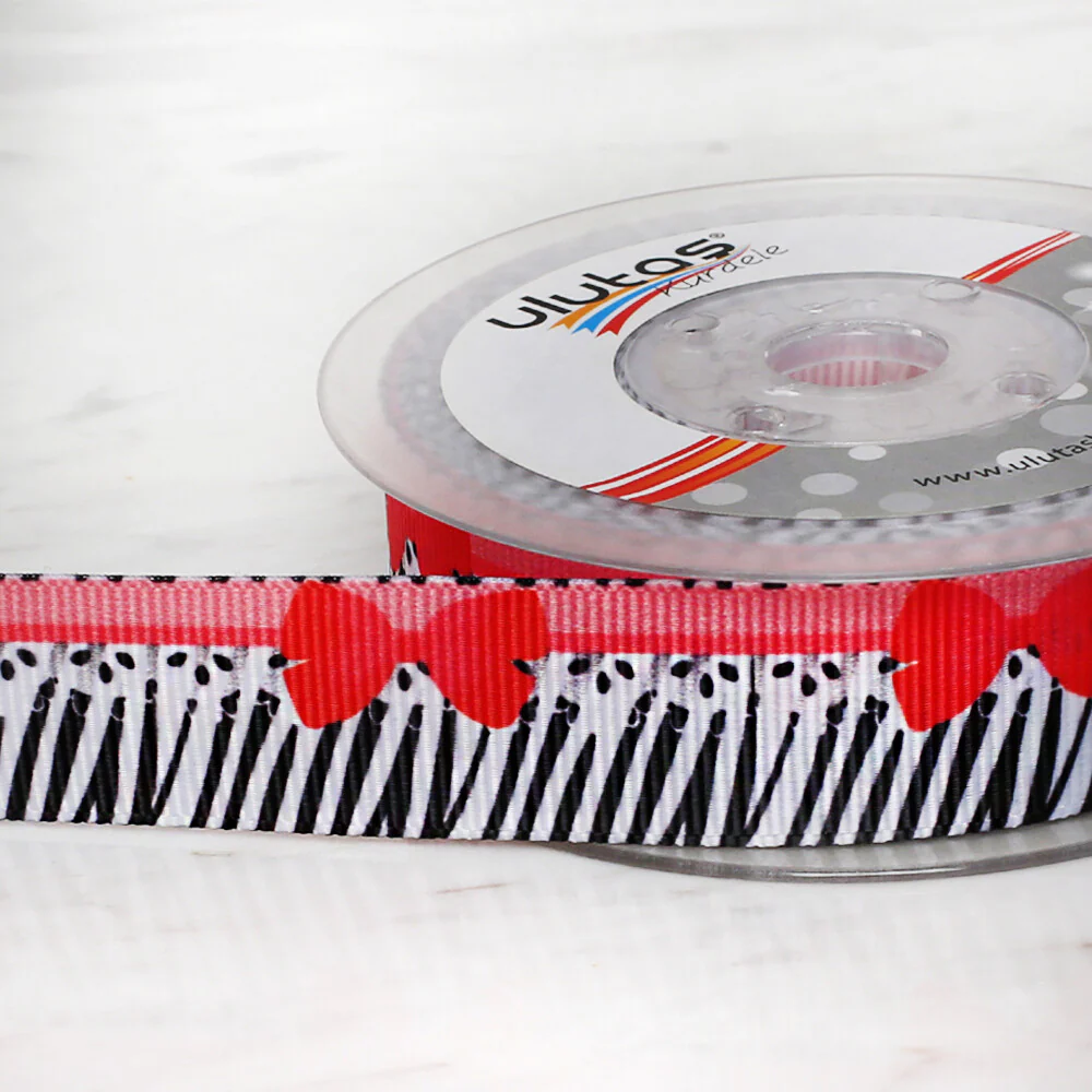 Ulutaş 2.5 cm 10 m Patterned Grosgrain Satin Ribbon - Image 3