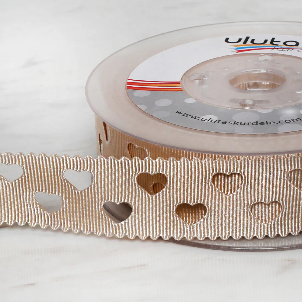 Ulutaş 2.5 cm 20 m Satin Ribbon, Beige - Image 3