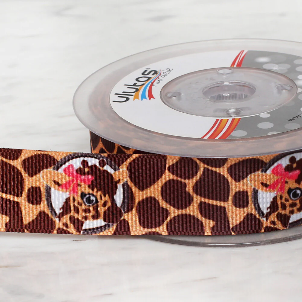Ulutaş 2.5 cm 20 m Zebra Patterned Grosgrain Ribbon - Image 3