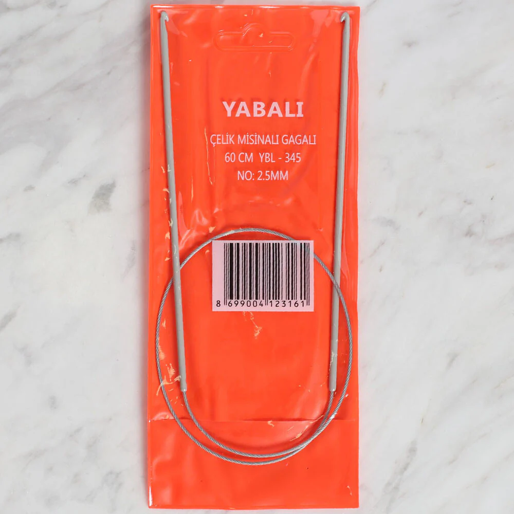 Yabalı 2.5mm 60 cm Steel Cable Tunisian/Afghan Knitting Needle - YBL - 345