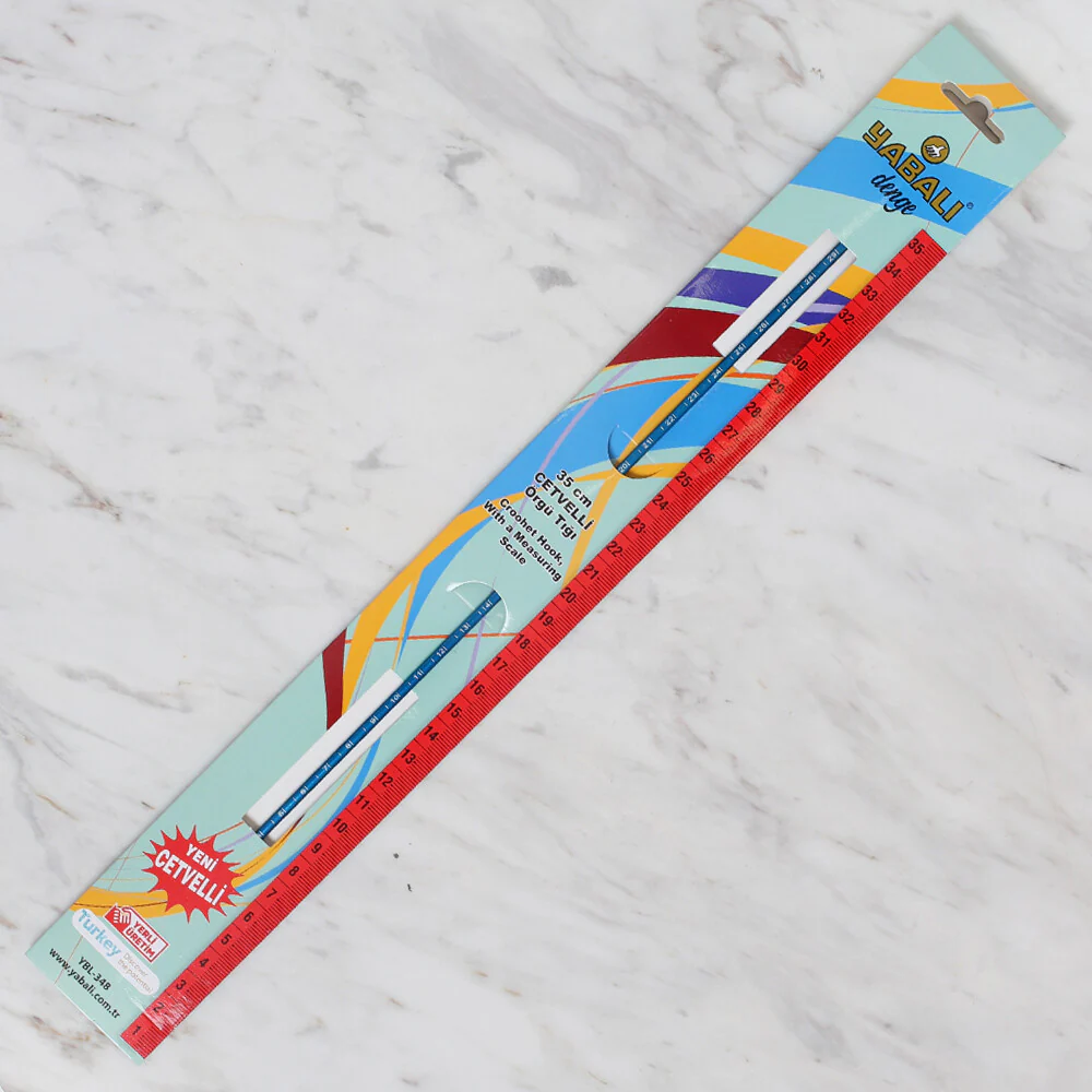 Yabalı 3.5mm 35 cm Crochet Hook with Measure, Blue - YBL-348