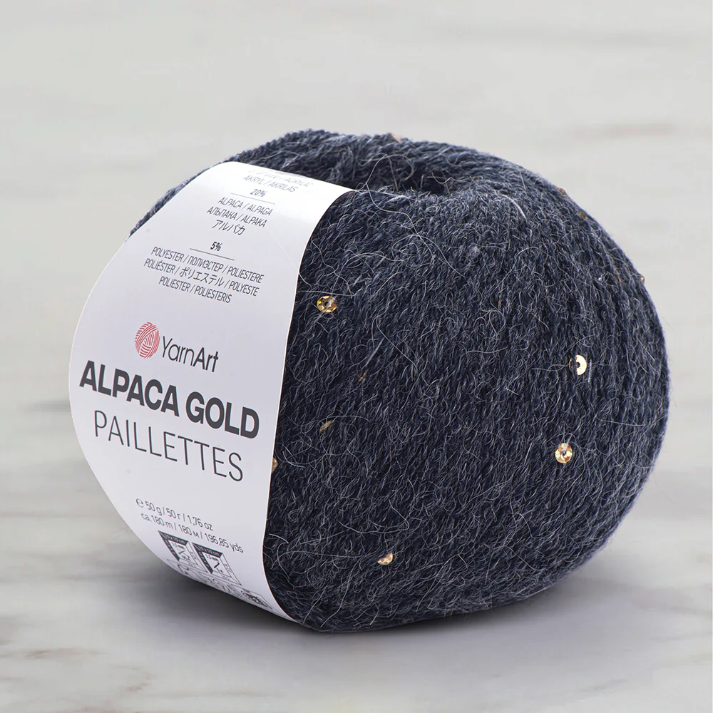 YarnArt Alpaca Gold Paillettes Hand Knitting Yarn , Gray - 9314