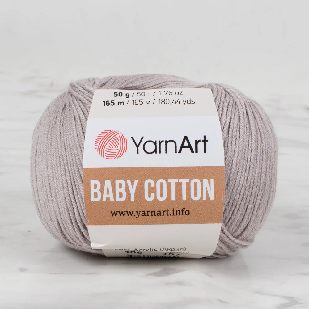 YarnArt Baby Cotton Knitting Yarn, Grey - 406