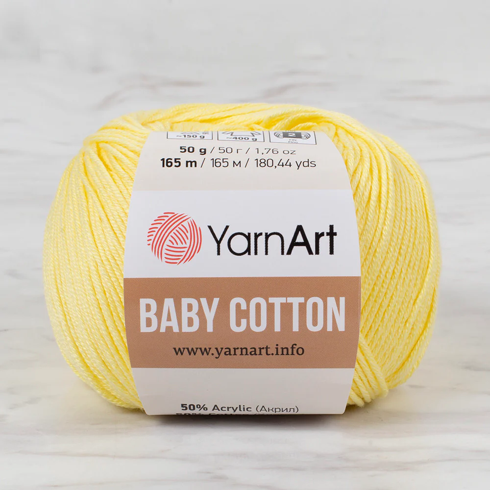 YarnArt Baby Cotton Knitting Yarn, Yellow - 431