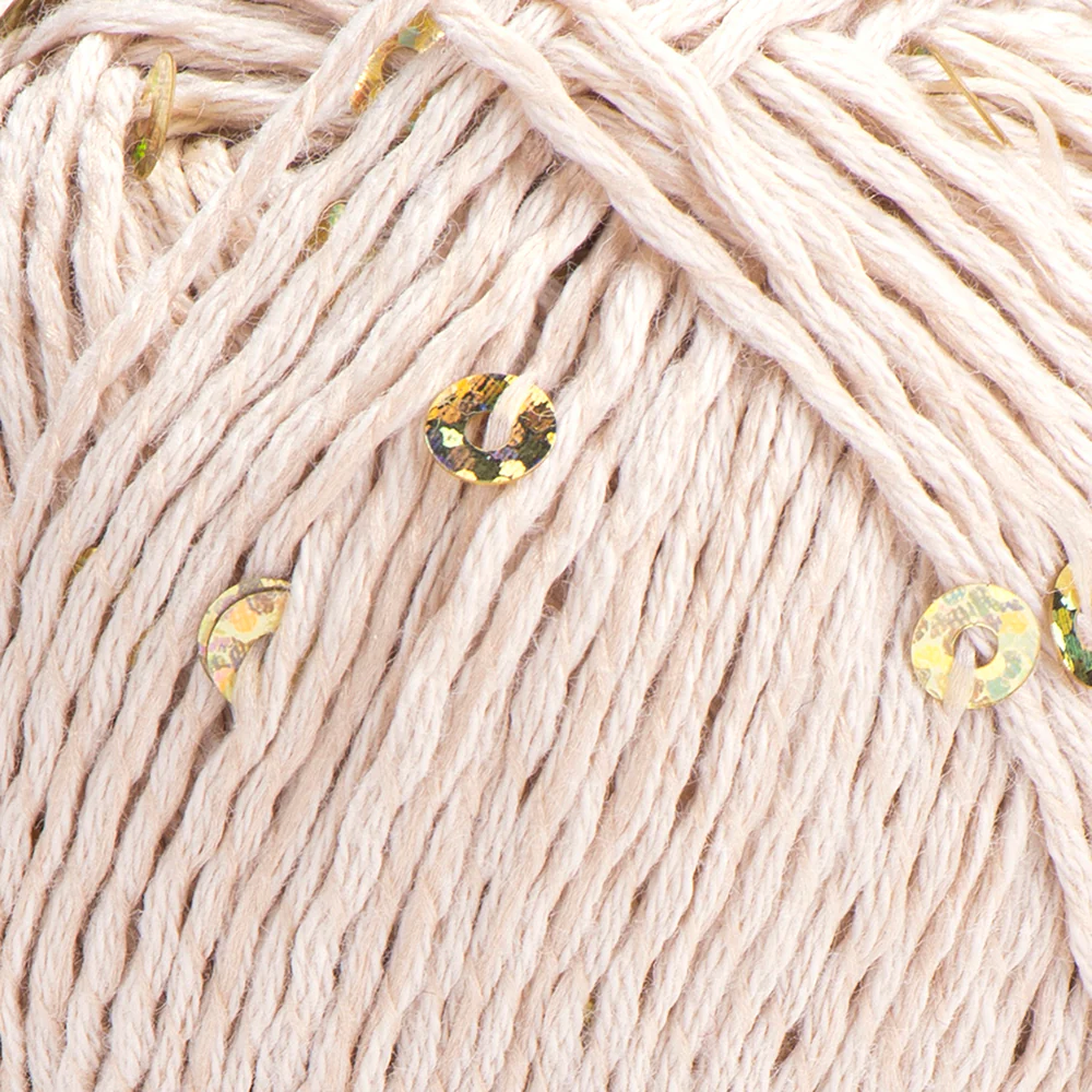 Yarnart Cotton Gold Paillettes Hand Knitting Yarn , Beige - 7104 - Image 2