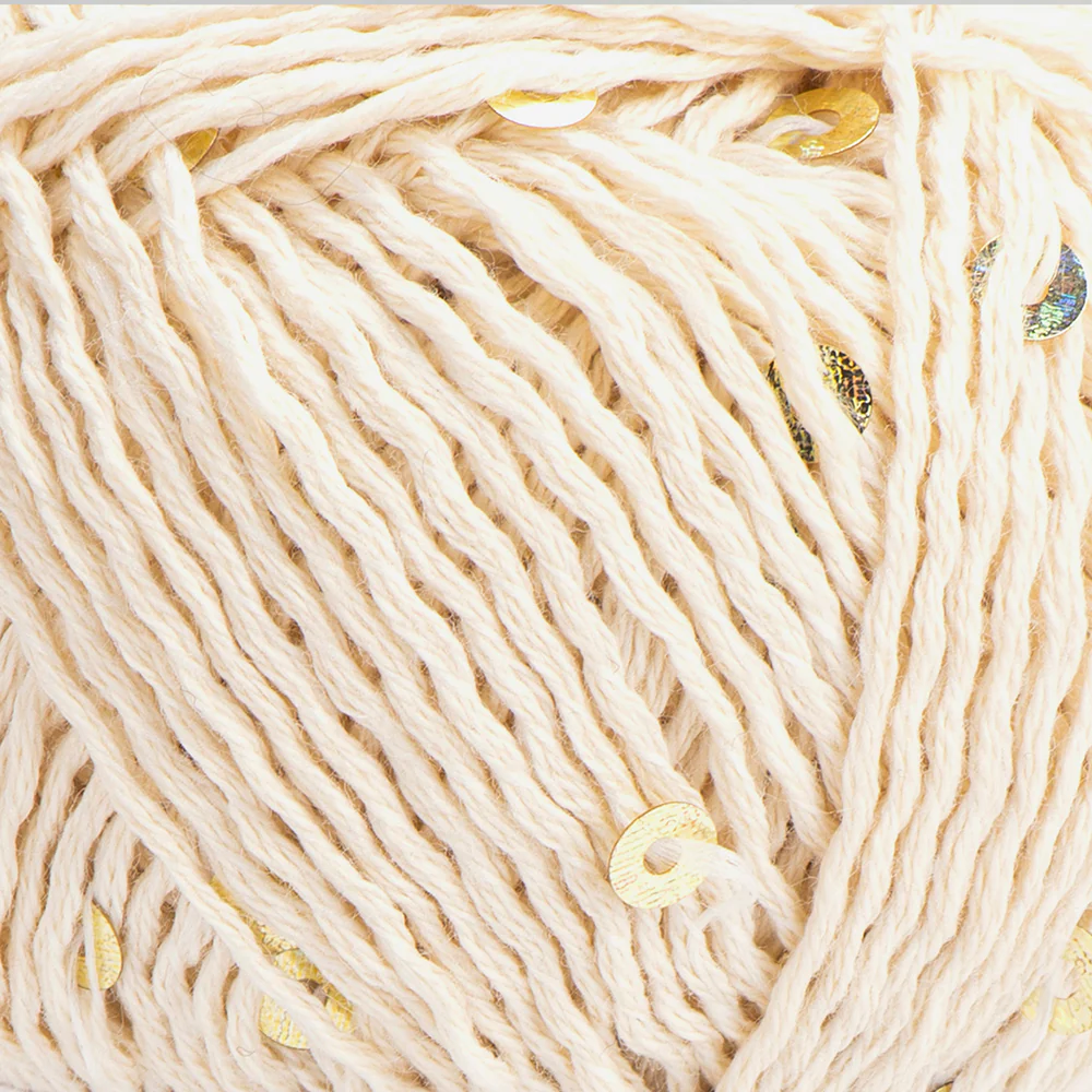 Yarnart Cotton Gold Paillettes Hand Knitting Yarn , Cream - 7103 - Image 2