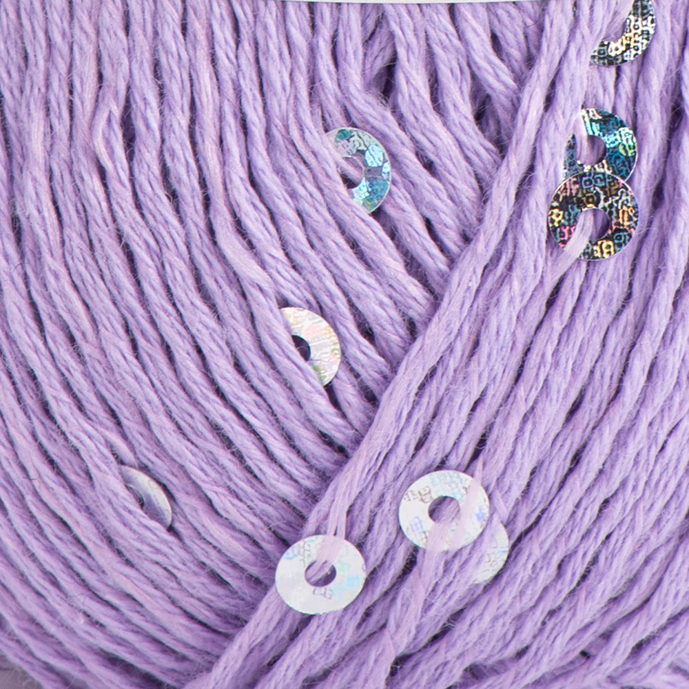 Yarnart Cotton Gold Paillettes Hand Knitting Yarn , Lilac - 7116 - Image 2