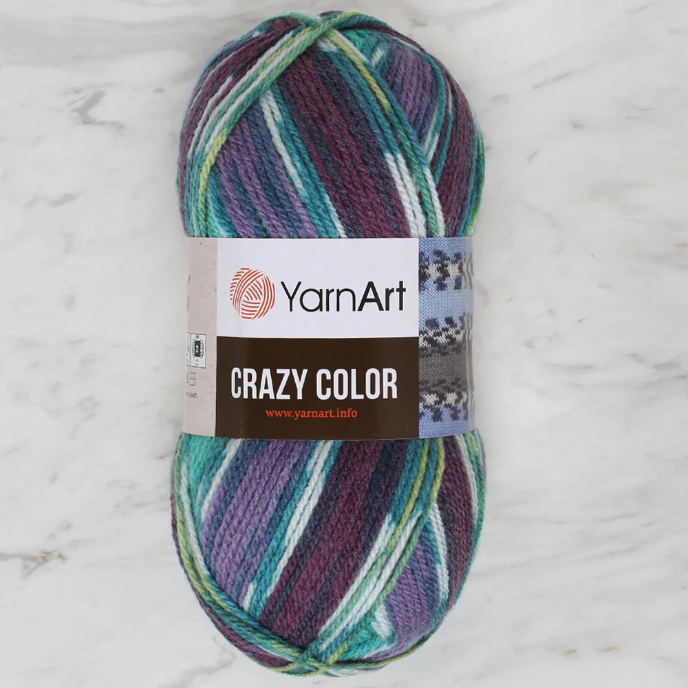 YarnArt Crazy Color Knitting Yarn, Variegated - 178