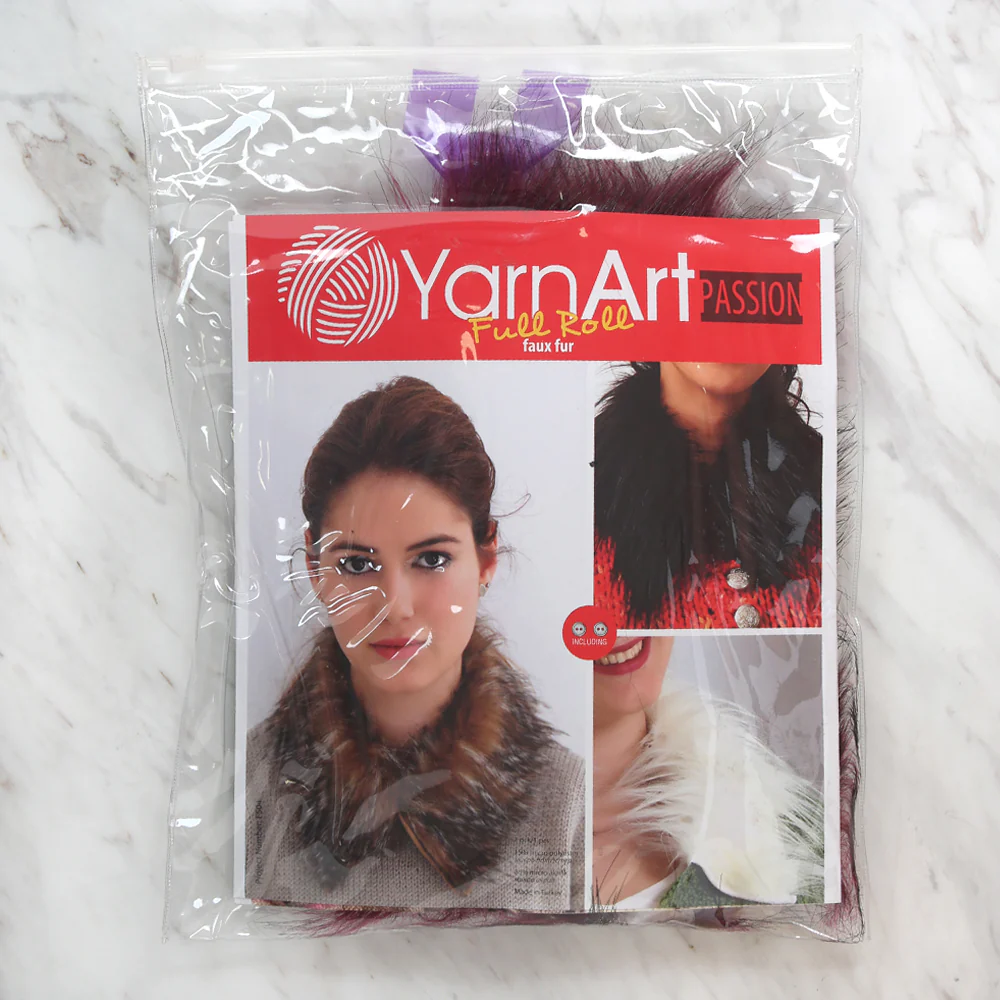 Yarnart Full Roll - Faux Fur Collar Burgundy - F504 - Image 3