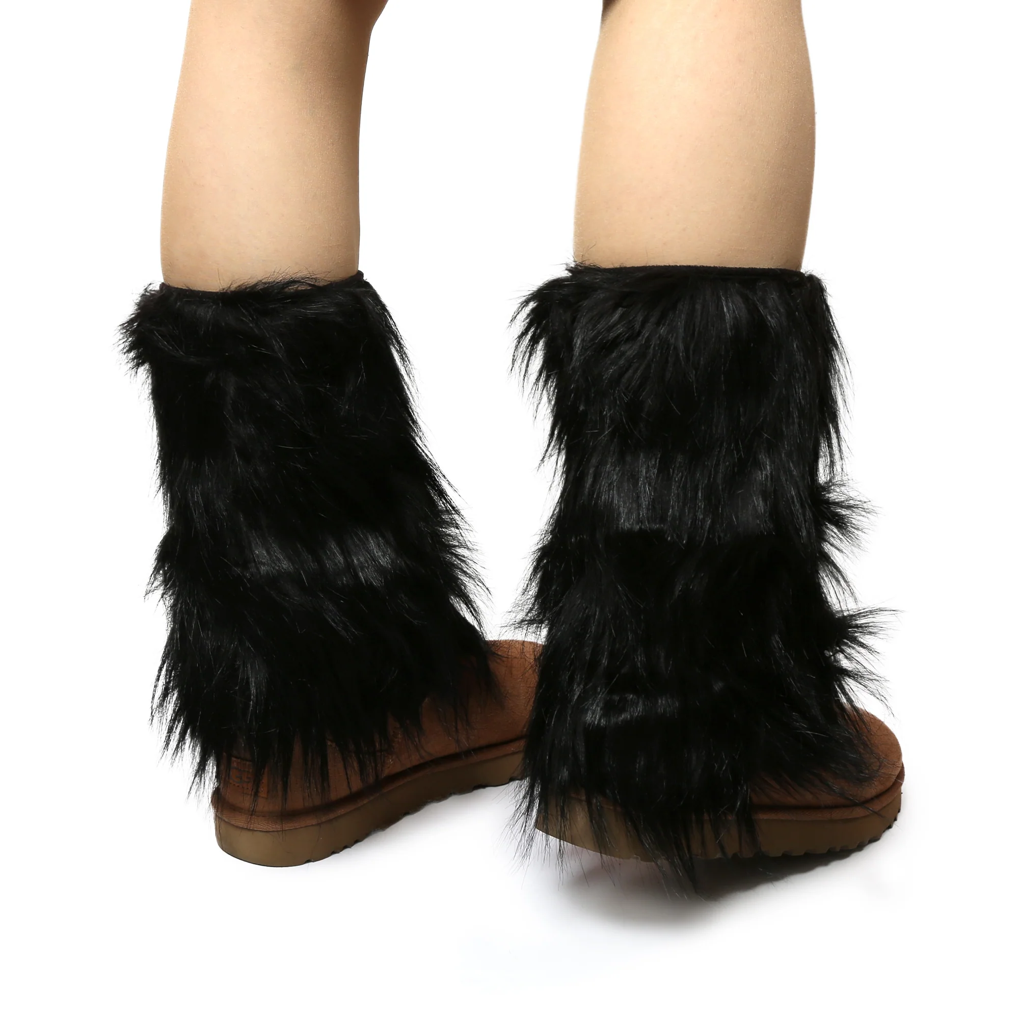 Yarnart Leg Warmer Faux Fur Leggings Black - F506 - Image 4