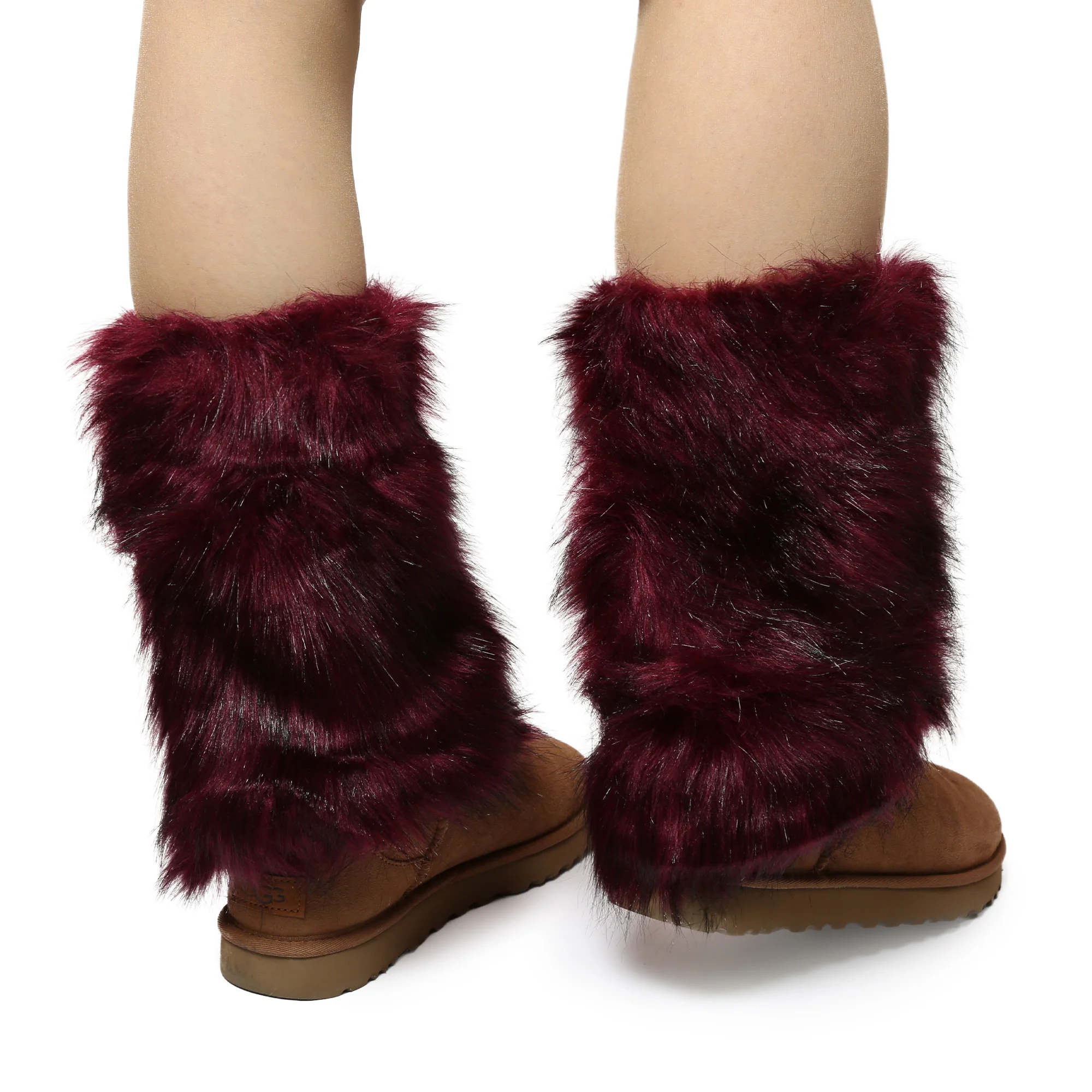 Yarnart Leg Warmer Faux Fur Leggings Burgundy - F506 - Image 4