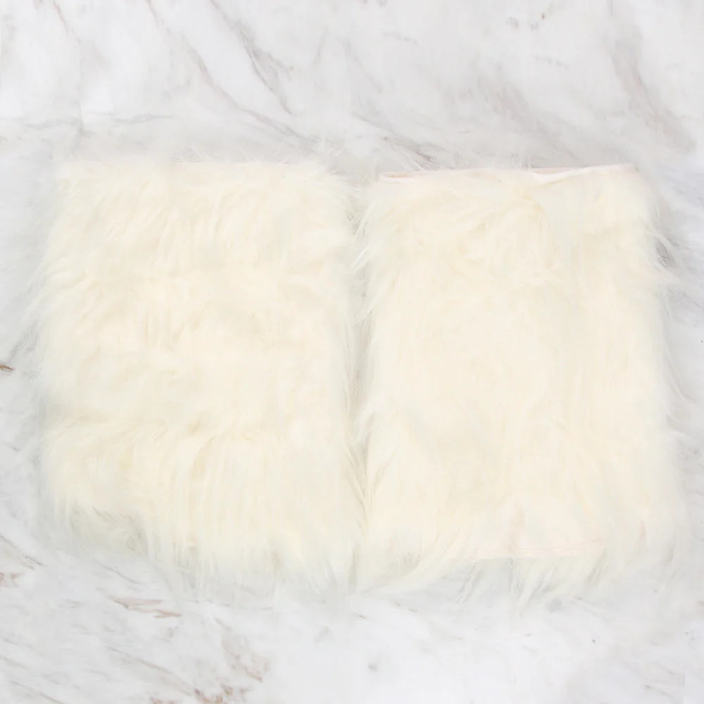 Yarnart Leg Warmer Faux Fur Leggings Cream - F506 - 2 - Image 2