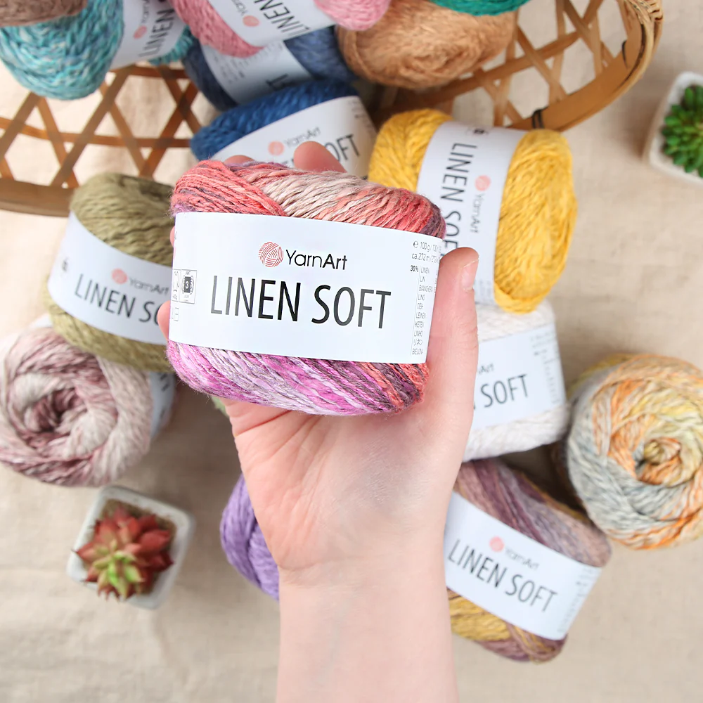 YarnArt Linen Soft Hand Knitting Yarn ,Blue 7318 - Image 4