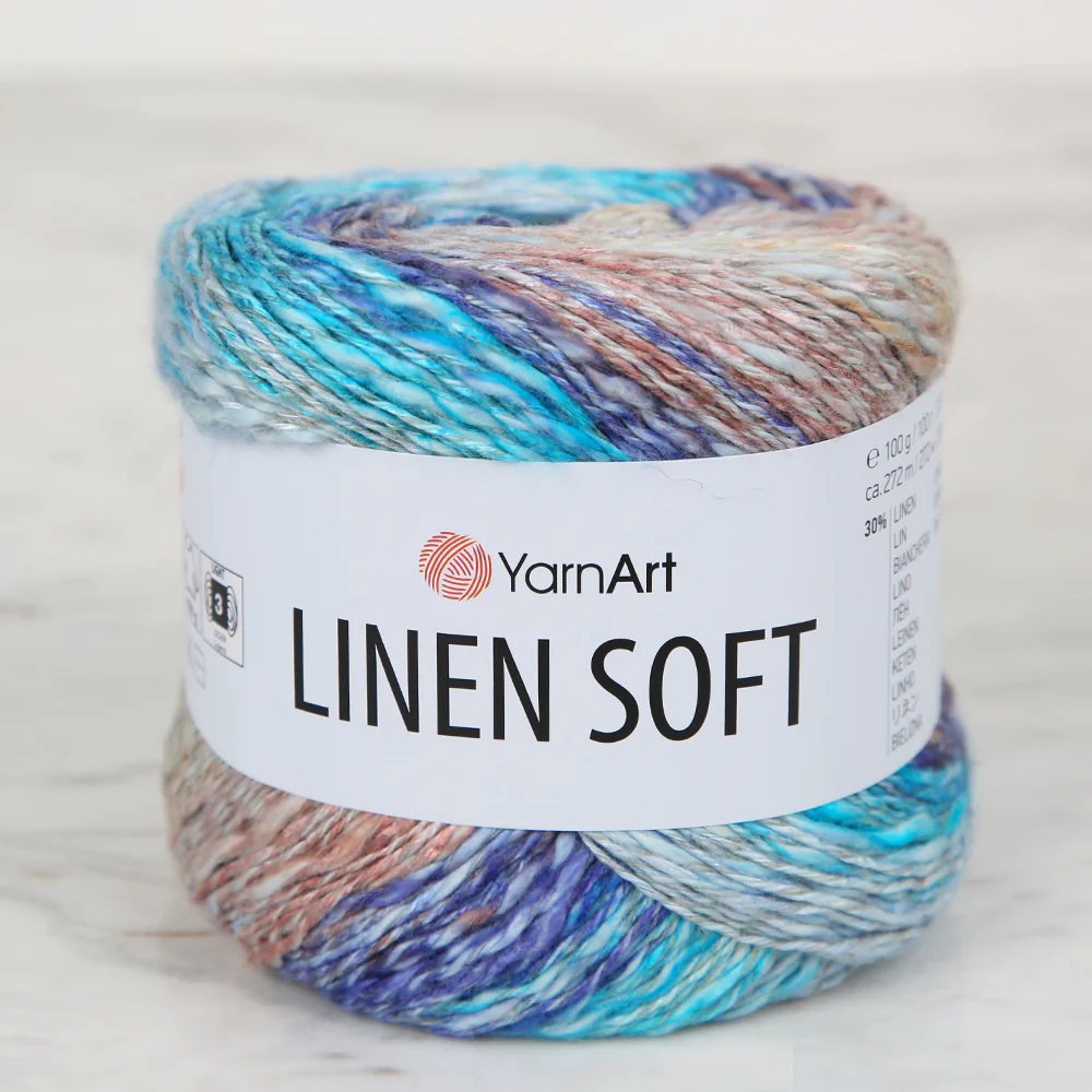 YarnArt Linen Soft Hand Knitting Yarn ,Variegated 7402