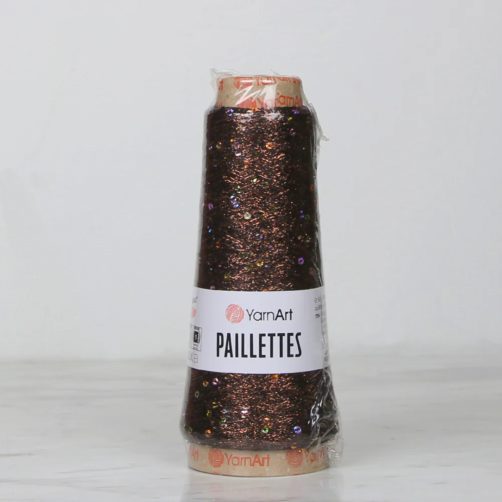 YarnArt Paillettes Sequined Hand Knitting Yarn Brown - 8007