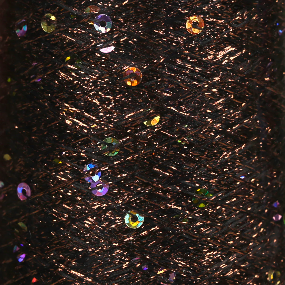 YarnArt Paillettes Sequined Hand Knitting Yarn Brown - 8007 - Image 2