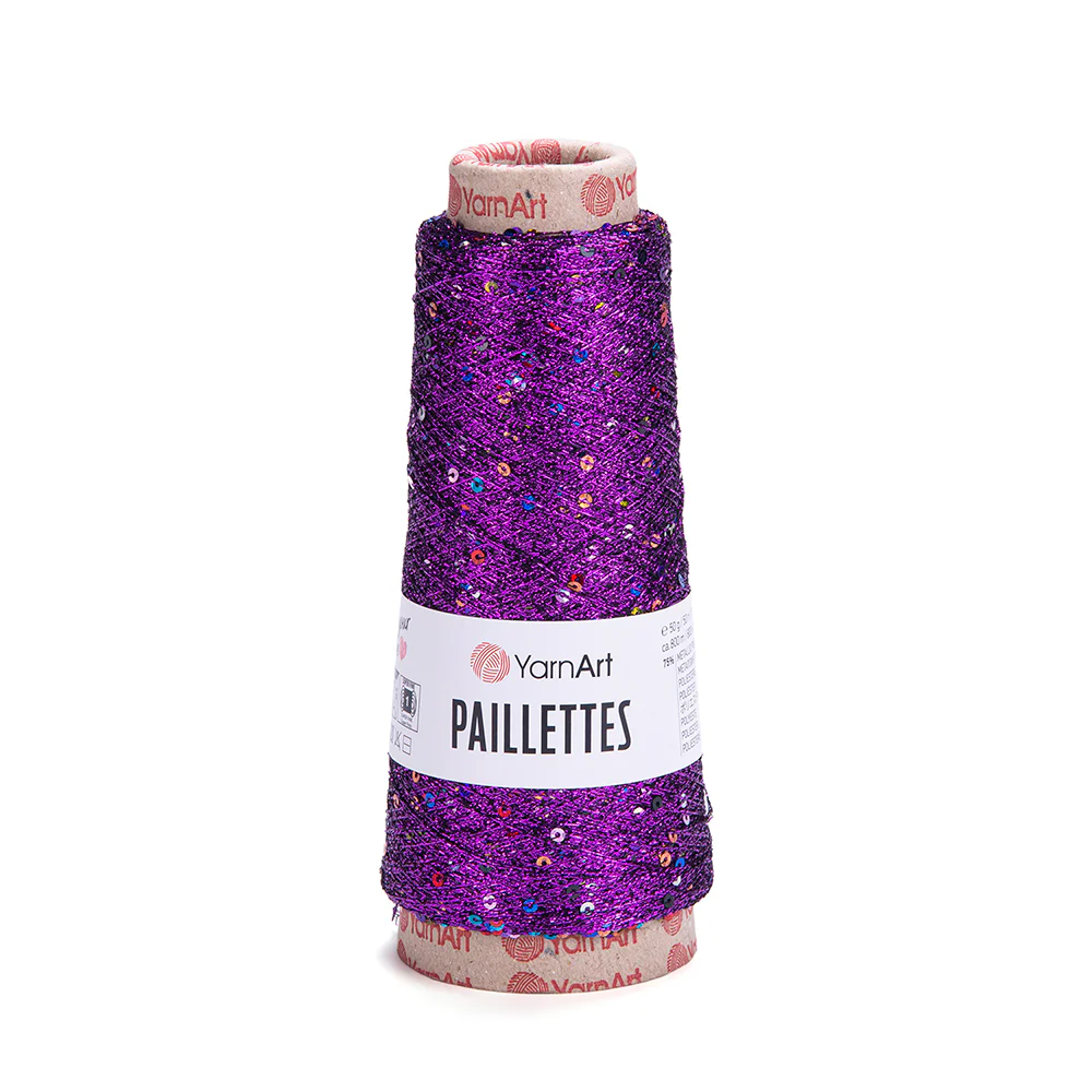 YarnArt Paillettes Sequined Hand Knitting Yarn Purple - 8009 - Image 3