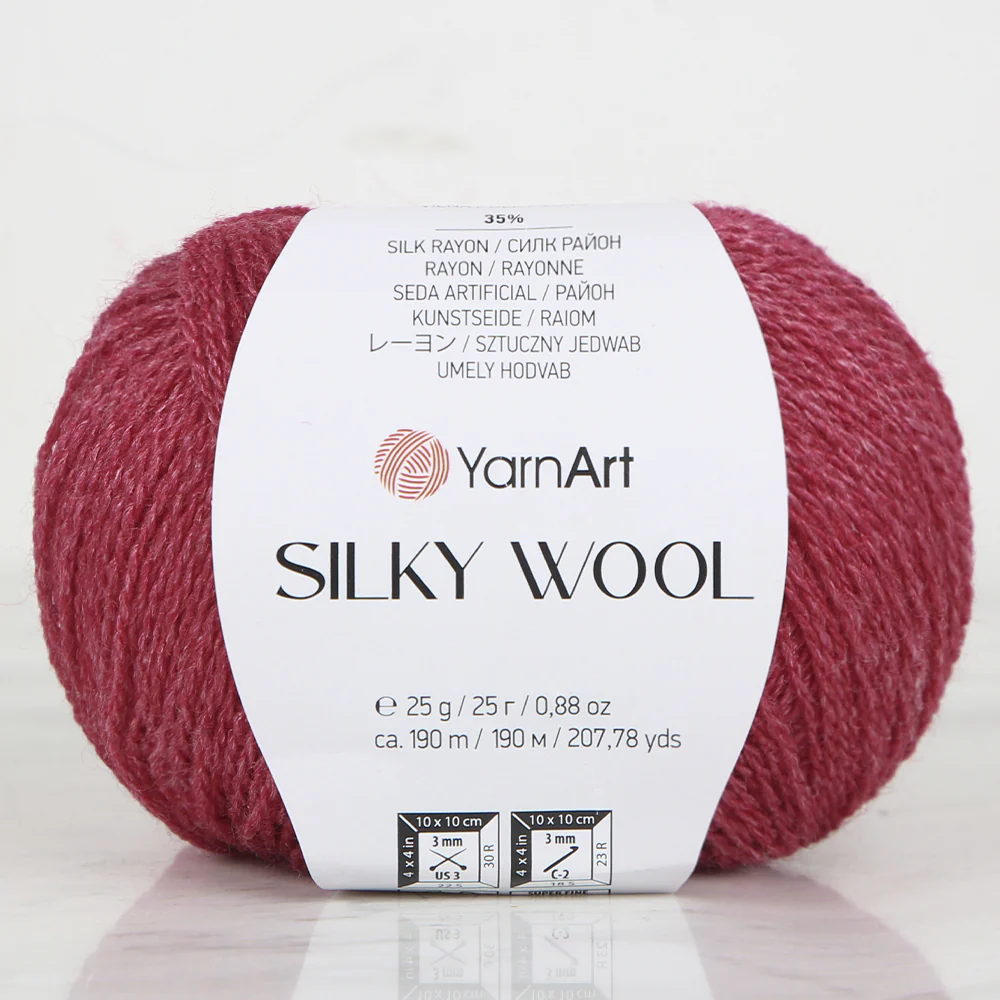 YarnArt SILKY WOOL Hand Knitting Yarn, Fuchsia - 333