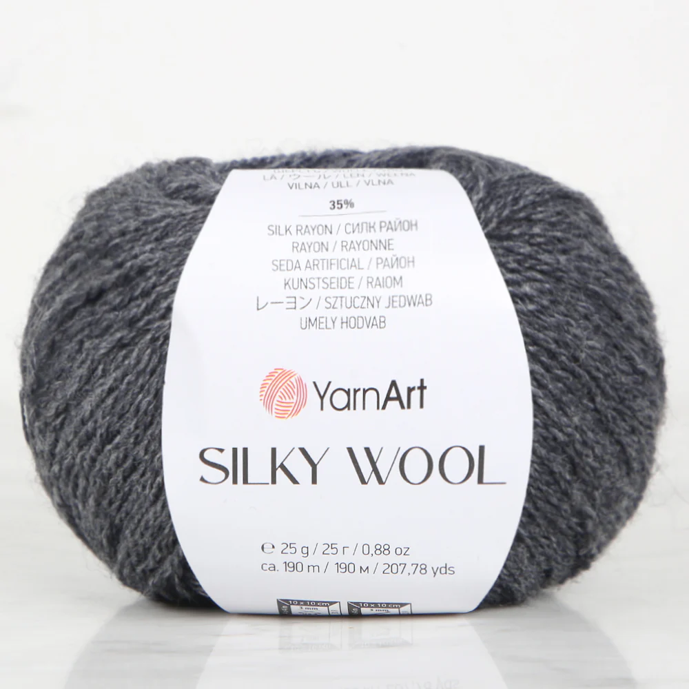 YarnArt SILKY WOOL Hand Knitting Yarn, Grey - 335