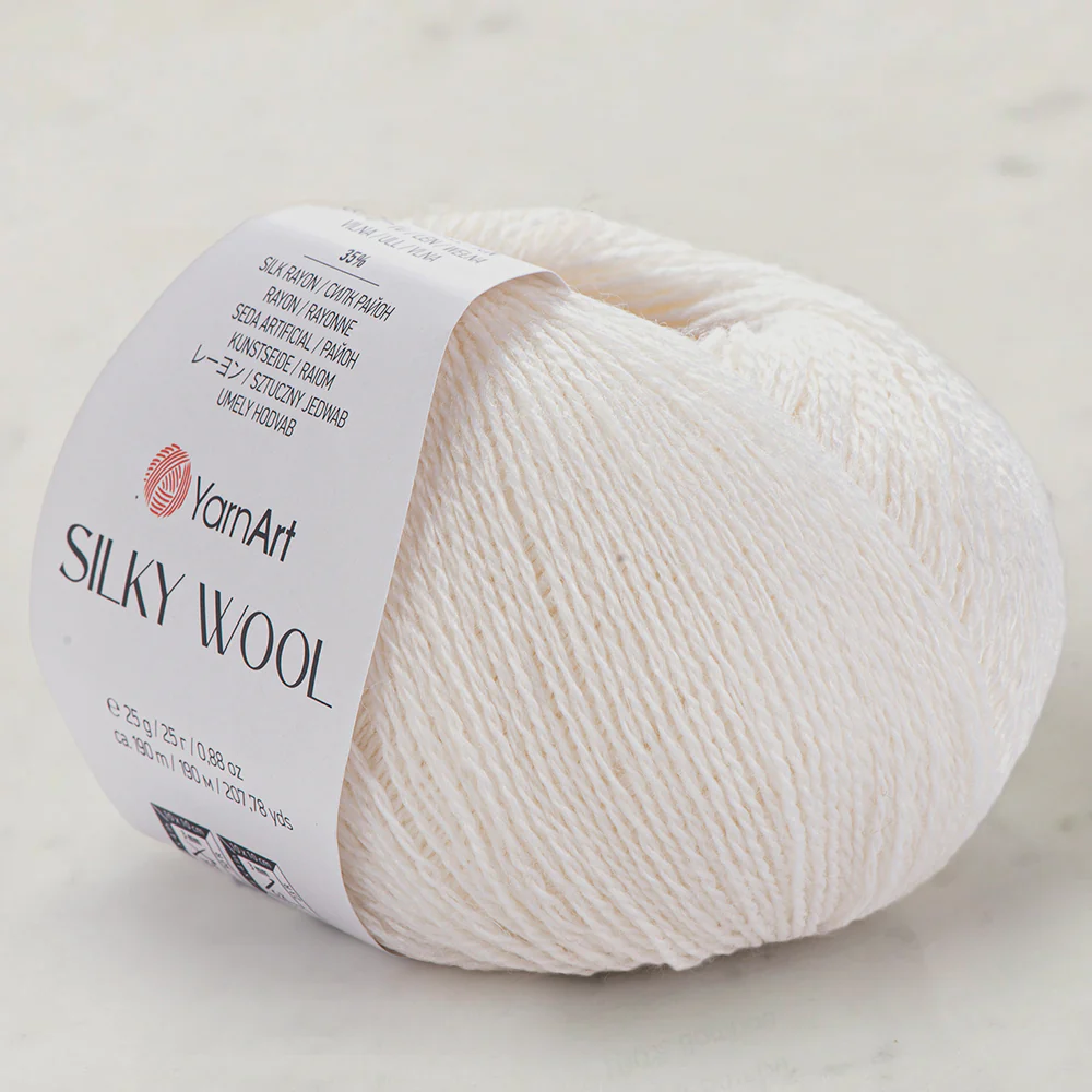 YarnArt SILKY WOOL Hand Knitting Yarn, White -  347