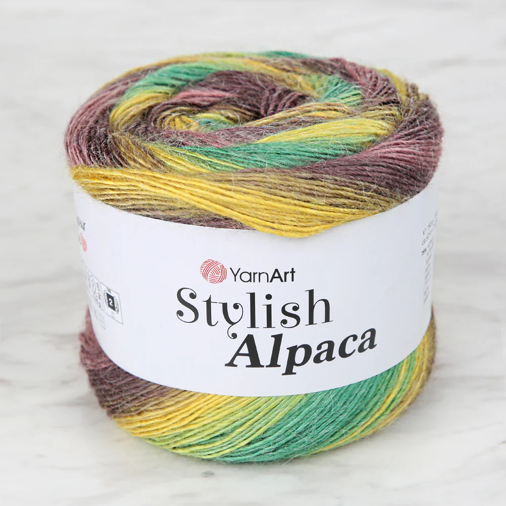 YarnArt Stylish Alpaca Hand Knitting Yarns, Variegated - 7705