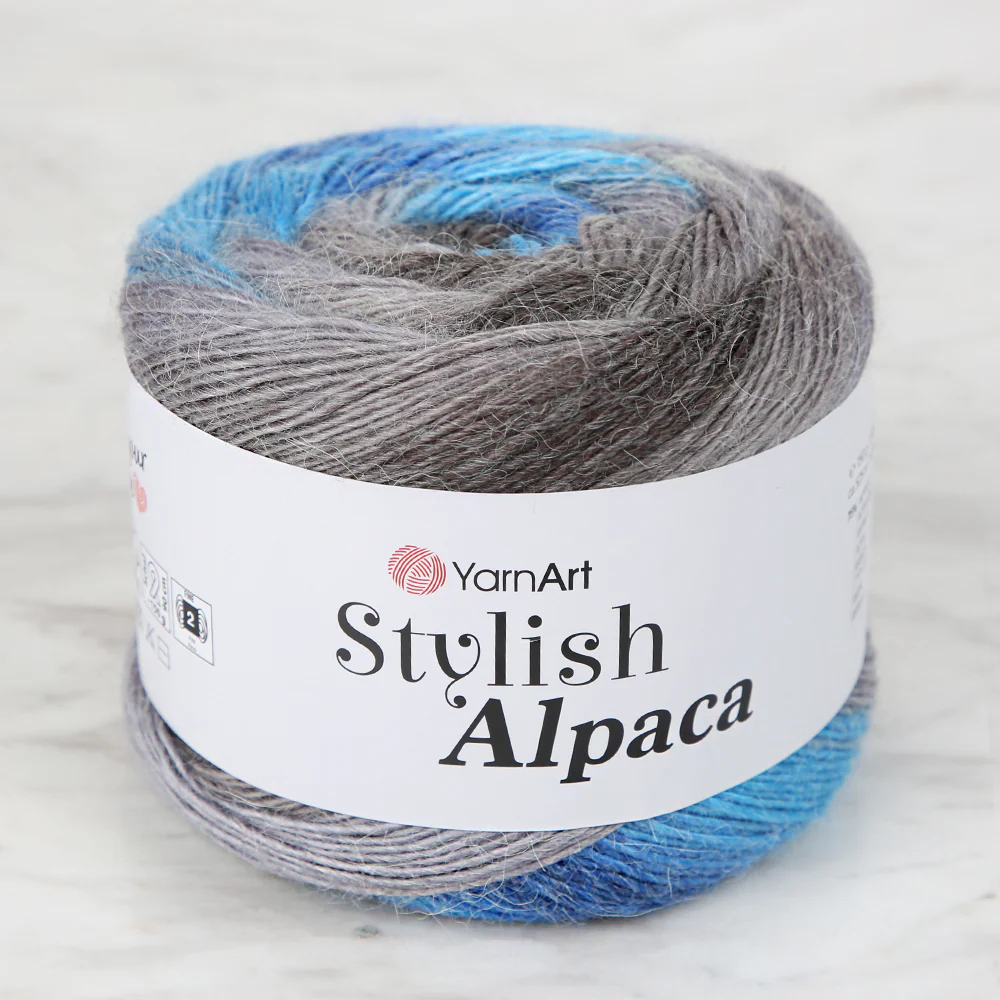 YarnArt Stylish Alpaca Hand Knitting Yarns, Variegated - 7709