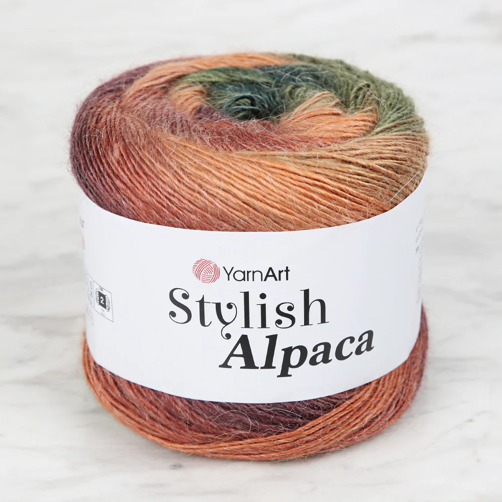 YarnArt Stylish Alpaca Hand Knitting Yarns, Variegated - 7710