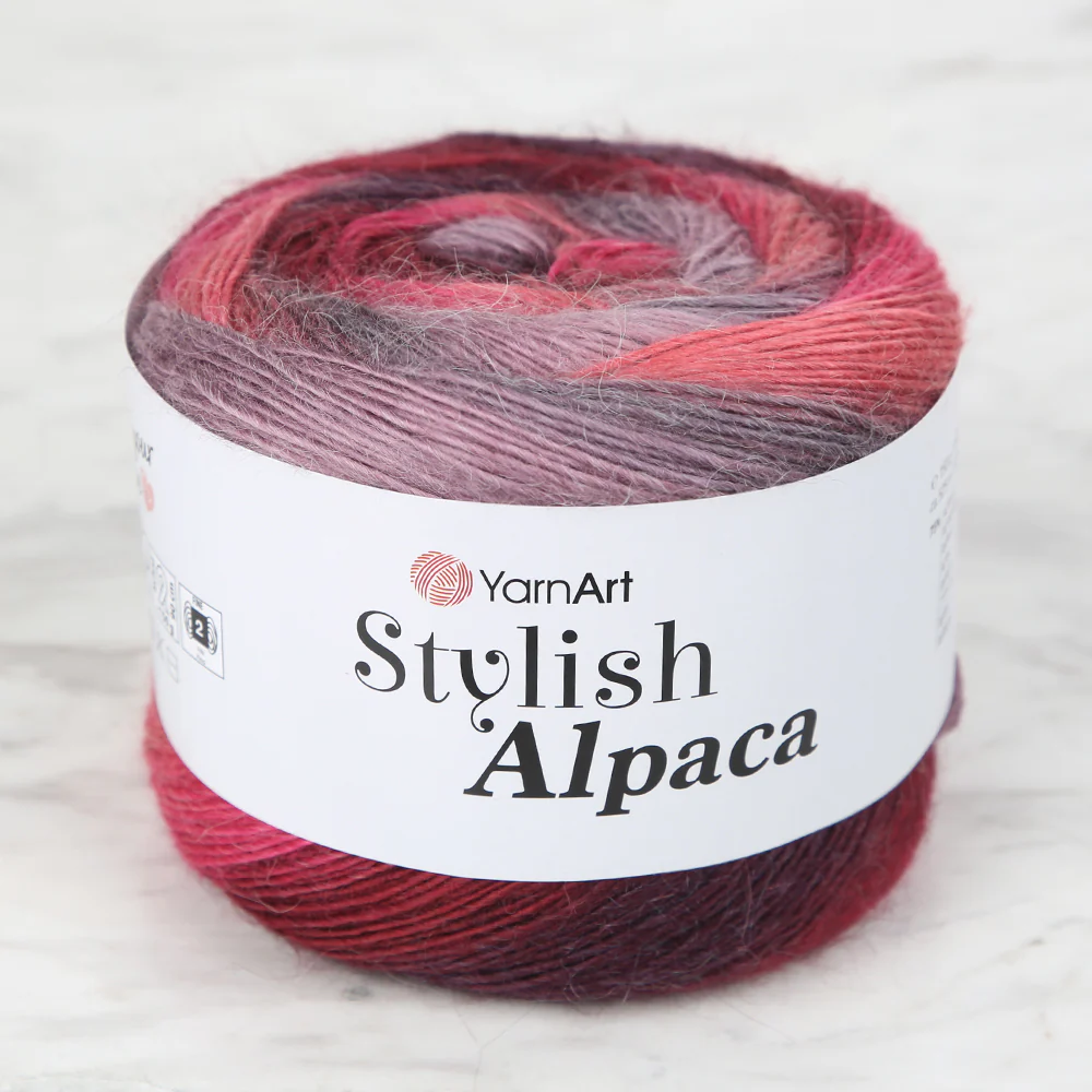 YarnArt Stylish Alpaca Hand Knitting Yarns, Variegated - 7708