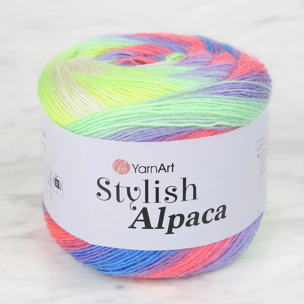 YarnArt Stylish Alpaca Hand Knitting Yarns, Variegated - 7716