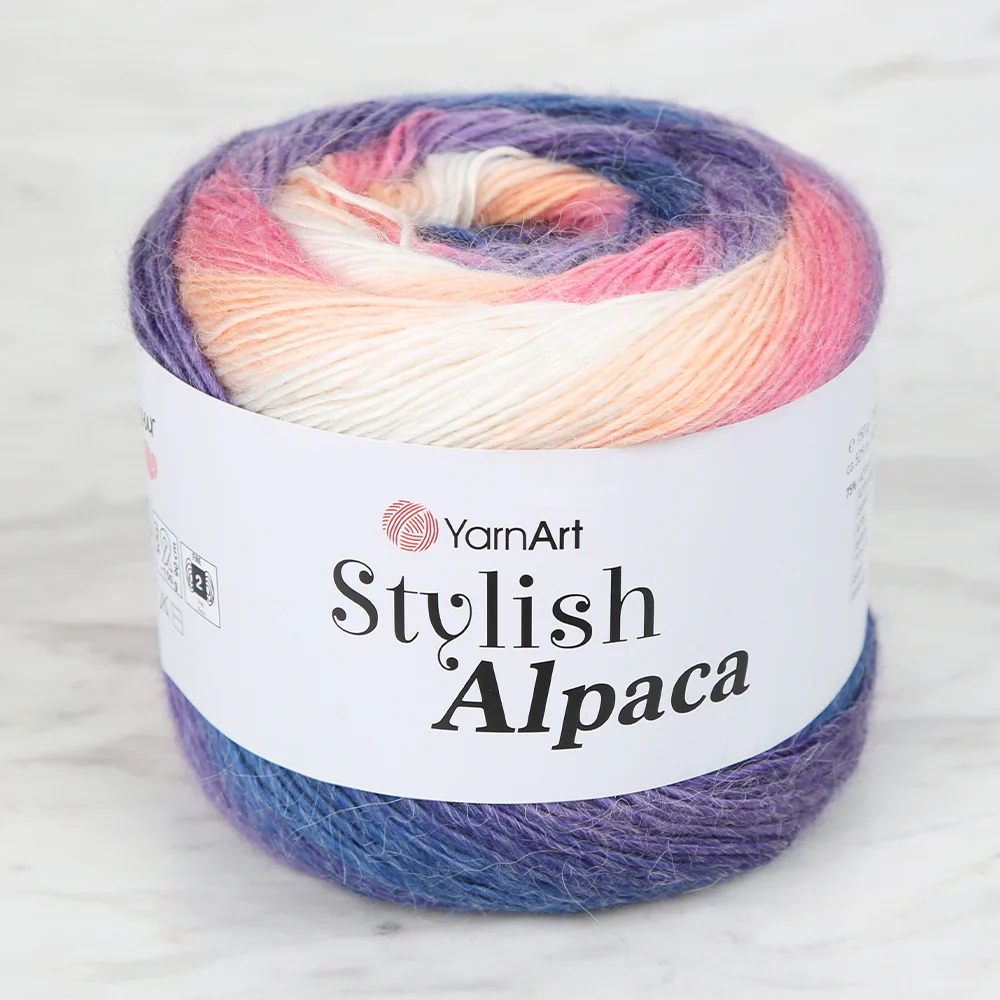 YarnArt Stylish Alpaca Hand Knitting Yarns, Variegated - 7717