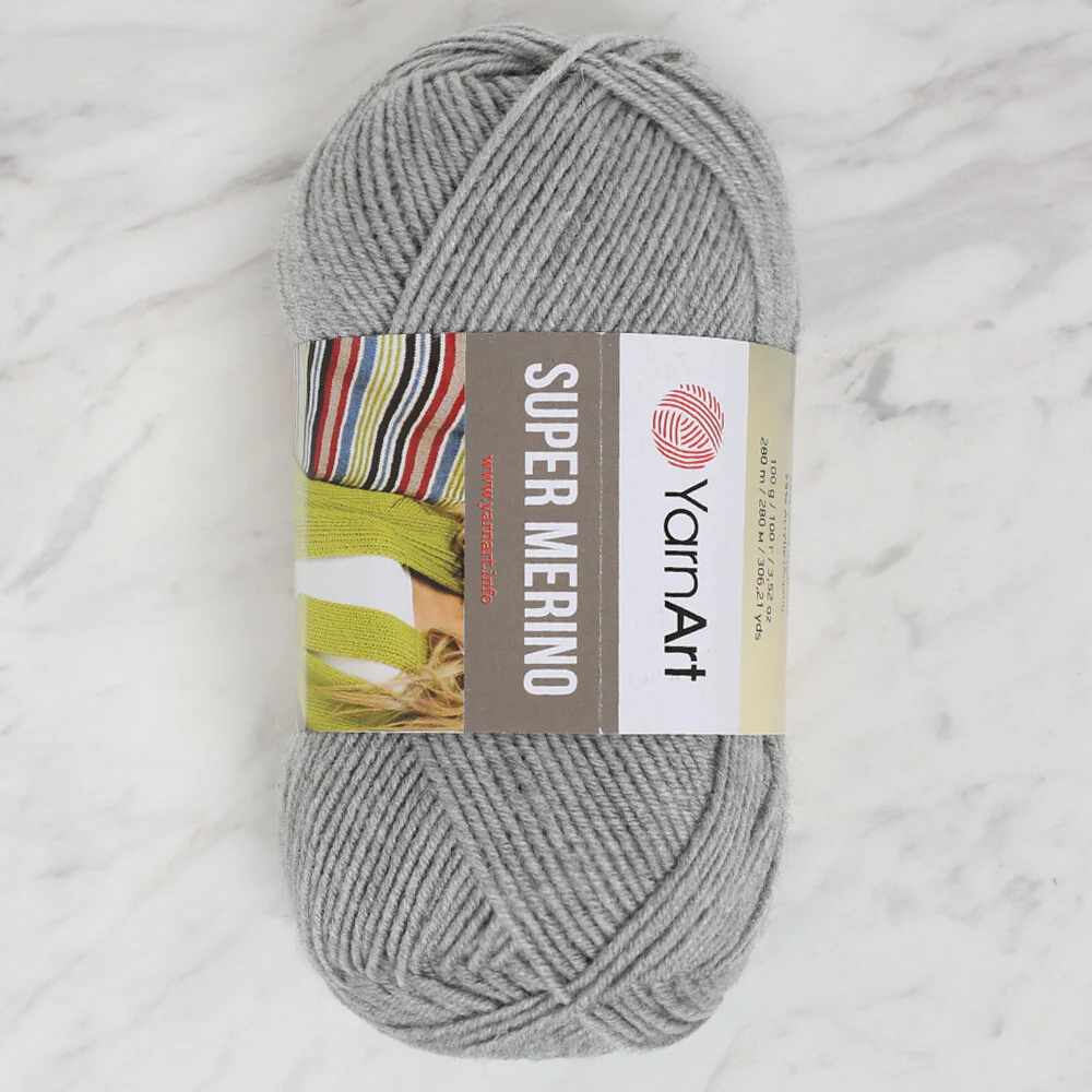 Yarnart Super Merino Yarn, Grey - 195