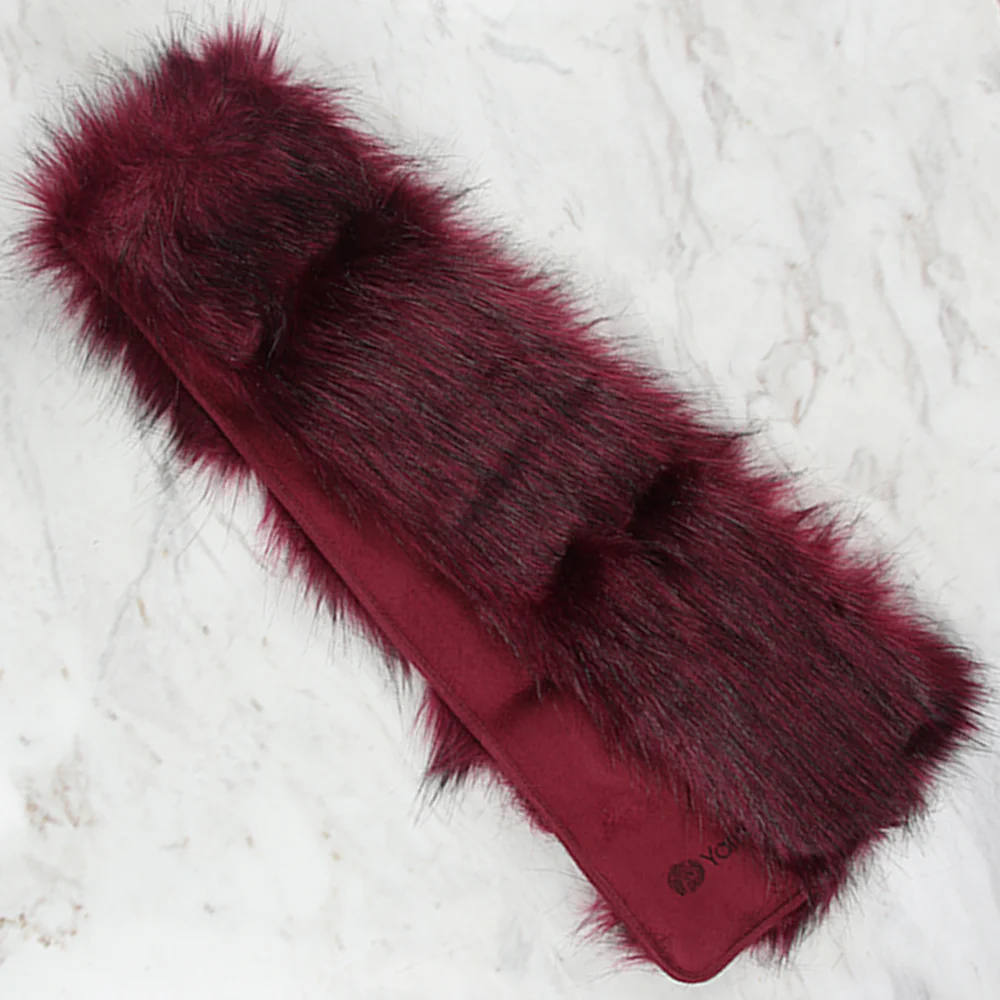 Yarnart X - Scarf Faux Fur Shawl Burgundy - F502 - Image 2